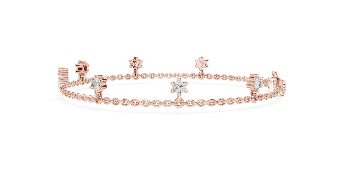 0.77ctw Round Diamond Dangle Charm Bracelet in Yellow Gold