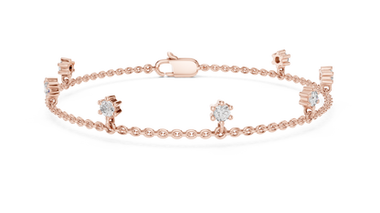 0.77ctw Round Diamond Dangle Charm Bracelet in Yellow Gold