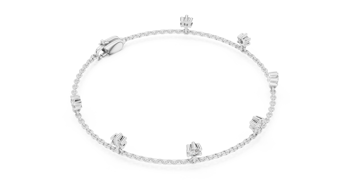 0.77ctw Round Diamond Dangle Charm Bracelet in Yellow Gold