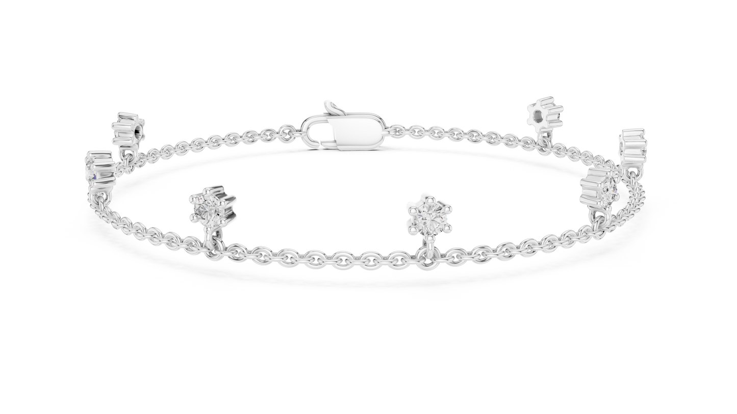 0.77ctw Round Diamond Dangle Charm Bracelet in Yellow Gold