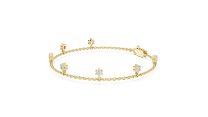 0.77ctw Round Diamond Dangle Charm Bracelet in Yellow Gold