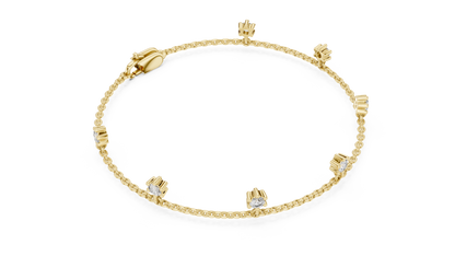 0.77ctw Round Diamond Dangle Charm Bracelet in Yellow Gold