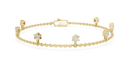 0.77ctw Round Diamond Dangle Charm Bracelet in Yellow Gold