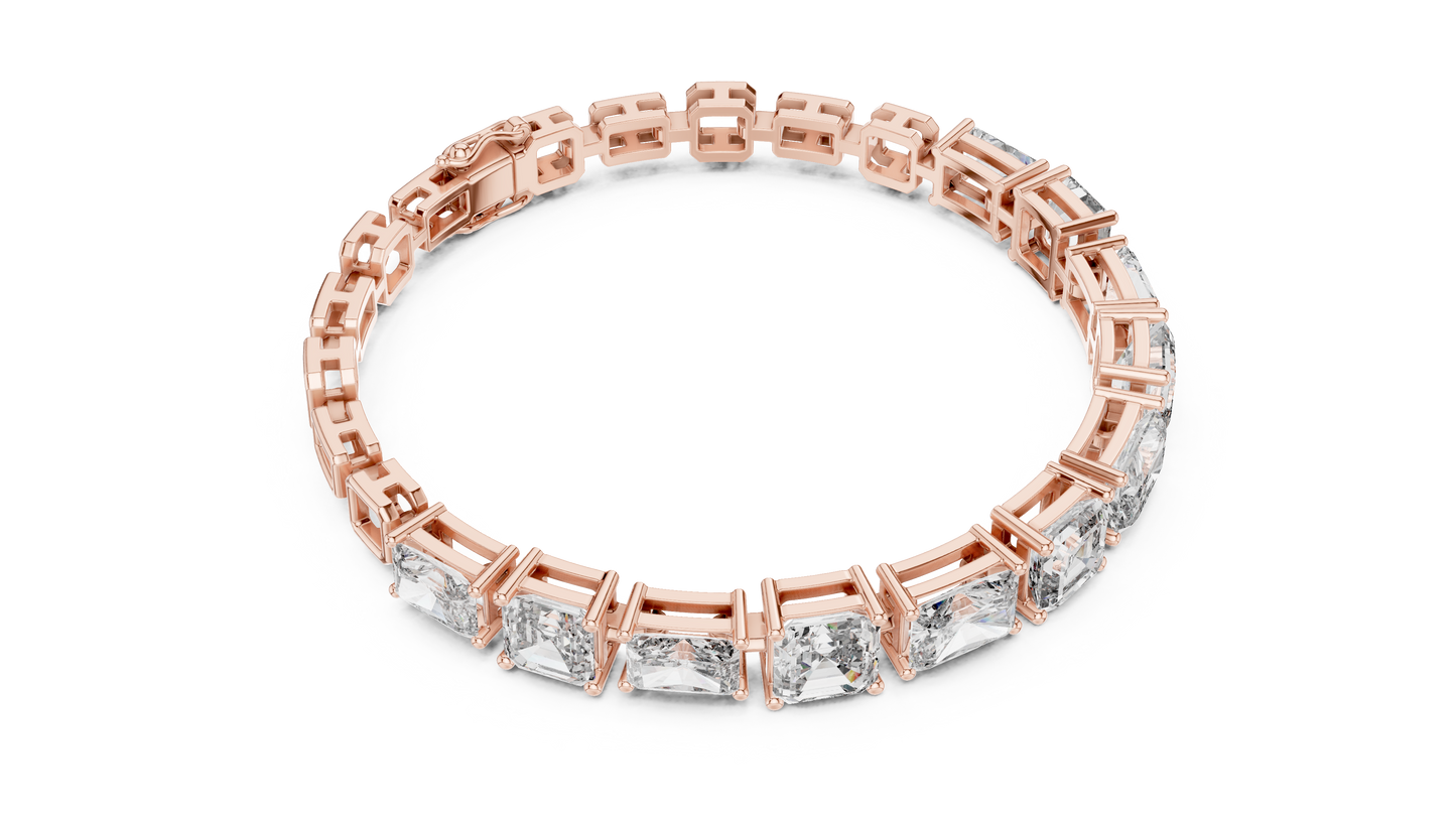 13.44CTW Emerald & Radiant Cut Alternating Tennis Bracelet - Yellow Gold