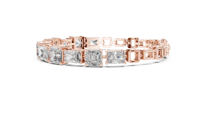 13.44CTW Emerald & Radiant Cut Alternating Tennis Bracelet - Yellow Gold