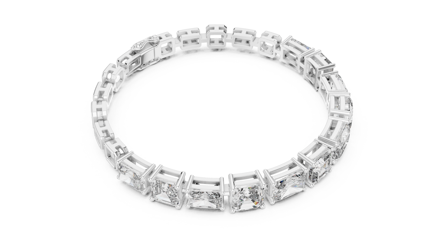 13.44CTW Emerald & Radiant Cut Alternating Tennis Bracelet - Yellow Gold