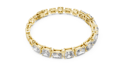 13.44CTW Emerald & Radiant Cut Alternating Tennis Bracelet - Yellow Gold