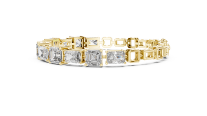 13.44CTW Emerald & Radiant Cut Alternating Tennis Bracelet - Yellow Gold