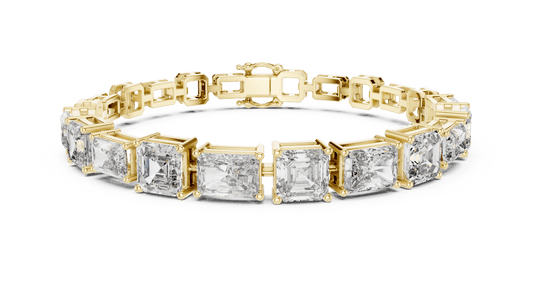 13.44 Carat Emerald & Radiant Cut Alternating Tennis Bracelet - Yellow Gold