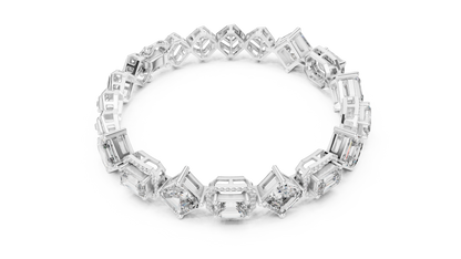 12.04CTW Alternating Emerald Cut Diamond Halo Bracelet - Yellow Gold