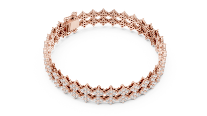 5.12CTW Wide Floral Lattice Diamond Bracelet in Yellow Gold
