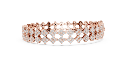 5.12CTW Wide Floral Lattice Diamond Bracelet in Yellow Gold