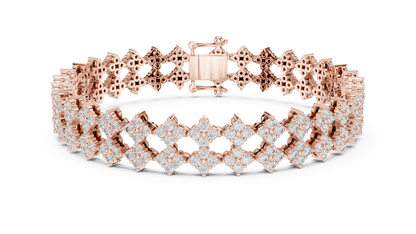 5.12CTW Wide Floral Lattice Diamond Bracelet in Yellow Gold