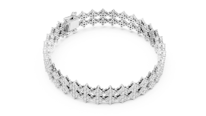 5.12CTW Wide Floral Lattice Diamond Bracelet in Yellow Gold