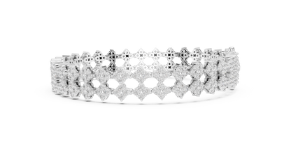 5.12CTW Wide Floral Lattice Diamond Bracelet in Yellow Gold