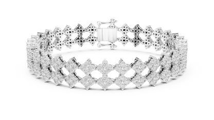 5.12CTW Wide Floral Lattice Diamond Bracelet in Yellow Gold