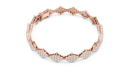 5.76CTW Round Diamond Rhombus Cluster Bracelet | Solid Gold