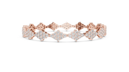 5.76CTW Round Diamond Rhombus Cluster Bracelet | Solid Gold