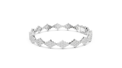 5.76CTW Round Diamond Rhombus Cluster Bracelet | Solid Gold