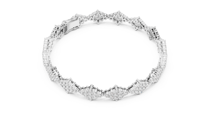 5.76CTW Round Diamond Rhombus Cluster Bracelet | Solid Gold