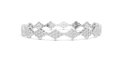 5.76CTW Round Diamond Rhombus Cluster Bracelet | Solid Gold
