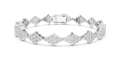 5.76CTW Round Diamond Rhombus Cluster Bracelet | Solid Gold
