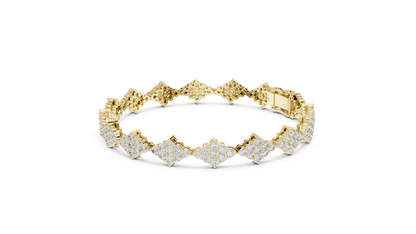 5.76CTW Round Diamond Rhombus Cluster Bracelet | Solid Gold