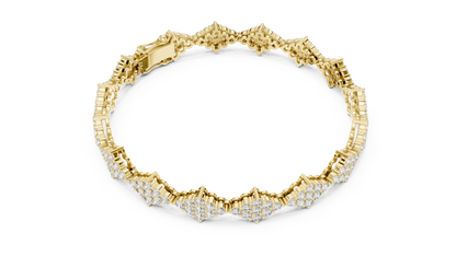 5.76CTW Round Diamond Rhombus Cluster Bracelet | Solid Gold