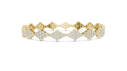 5.76CTW Round Diamond Rhombus Cluster Bracelet | Solid Gold