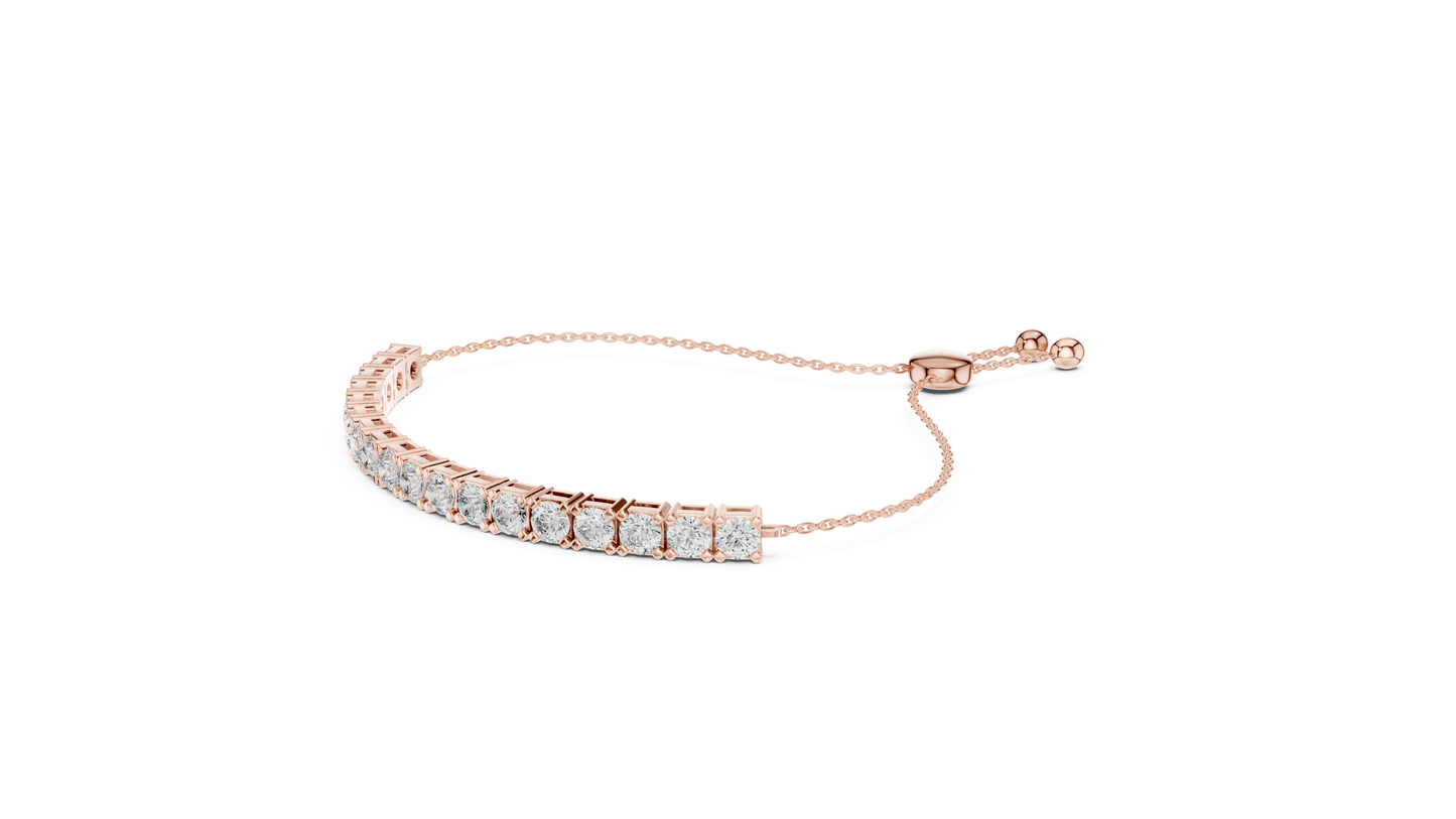 5.94CTW Round Diamond Tennis Bolo Bracelet in Yellow Gold