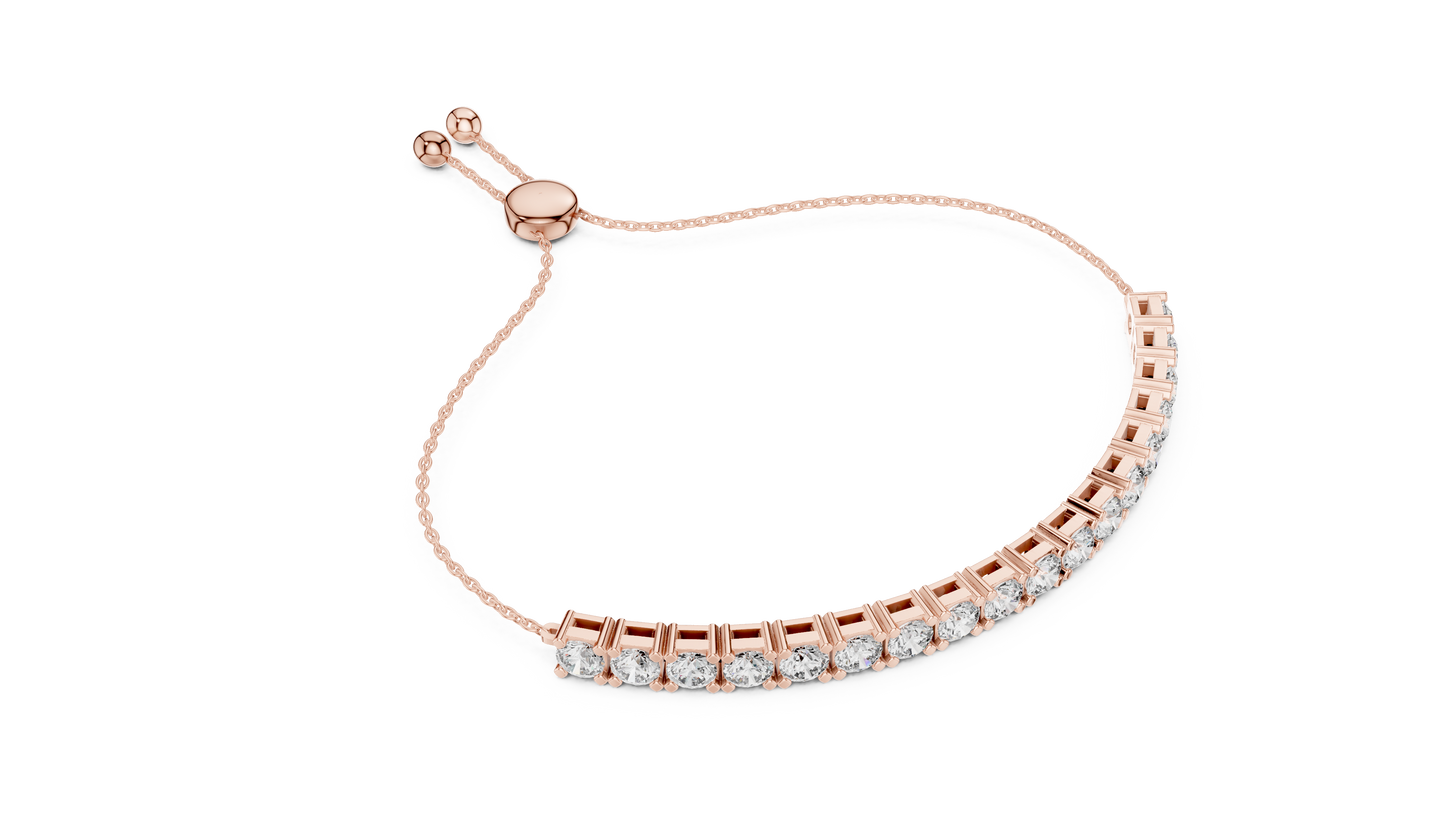 5.94CTW Round Diamond Tennis Bolo Bracelet in Yellow Gold