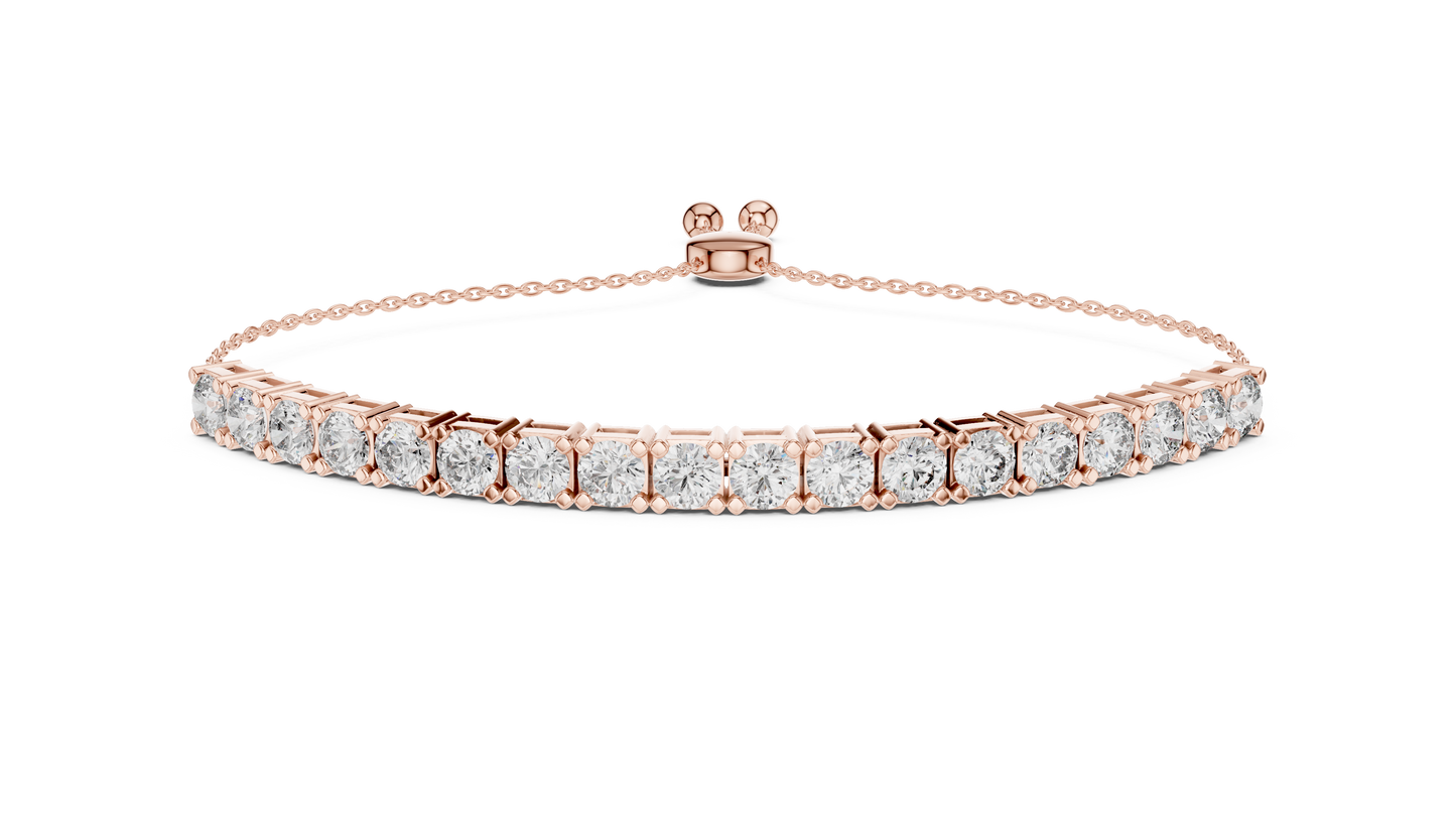 5.94CTW Round Diamond Tennis Bolo Bracelet in Yellow Gold
