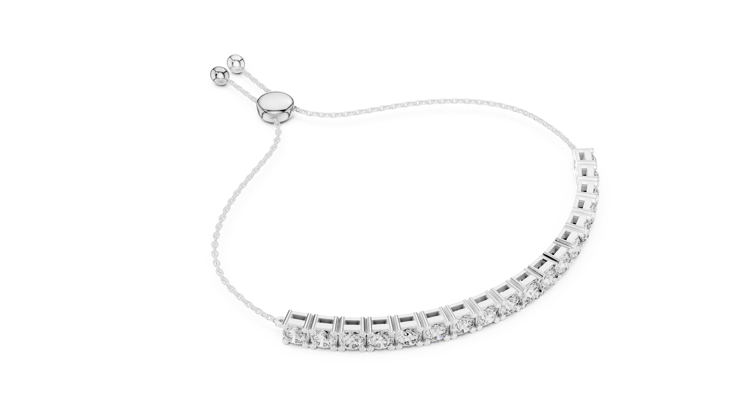 5.94CTW Round Diamond Tennis Bolo Bracelet in Yellow Gold