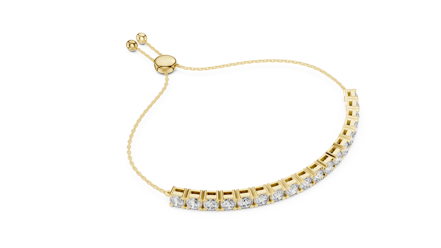 5.94CTW Round Diamond Tennis Bolo Bracelet in Yellow Gold