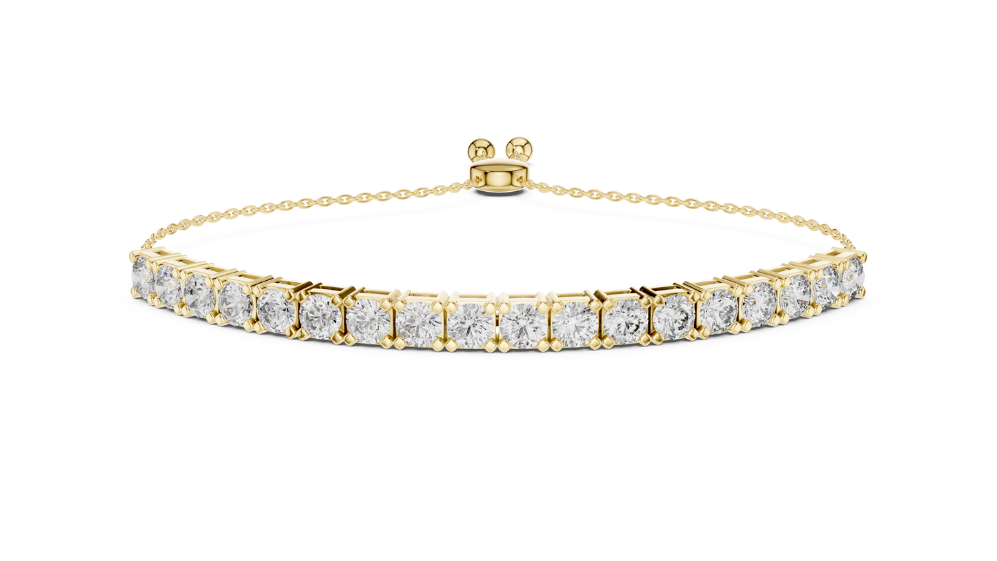 5.94CTW Round Diamond Tennis Bolo Bracelet in Yellow Gold