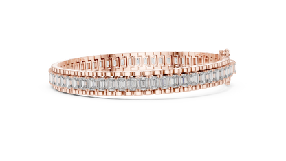 12CTW Vertical Emerald Cut Diamond Watch Link Bracelet - Yellow Gold