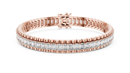 12CTW Vertical Emerald Cut Diamond Watch Link Bracelet - Yellow Gold