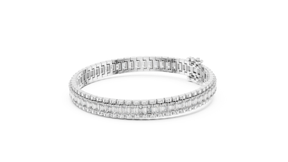 12CTW Vertical Emerald Cut Diamond Watch Link Bracelet - Yellow Gold