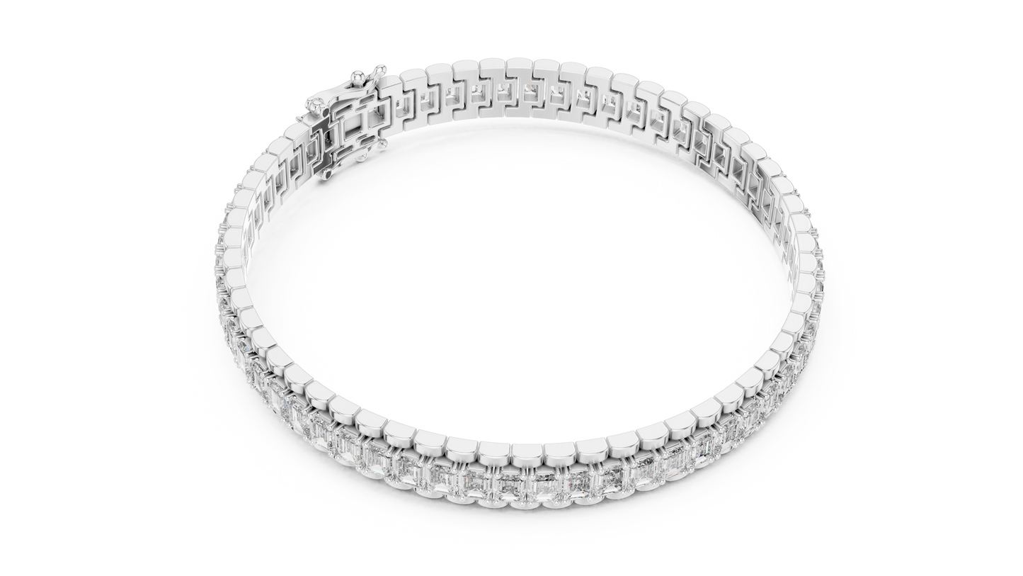 12CTW Vertical Emerald Cut Diamond Watch Link Bracelet - Yellow Gold