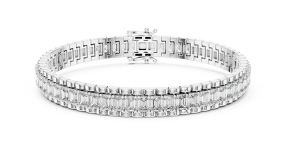 12CTW Vertical Emerald Cut Diamond Watch Link Bracelet - Yellow Gold