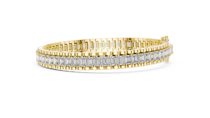 12CTW Vertical Emerald Cut Diamond Watch Link Bracelet - Yellow Gold