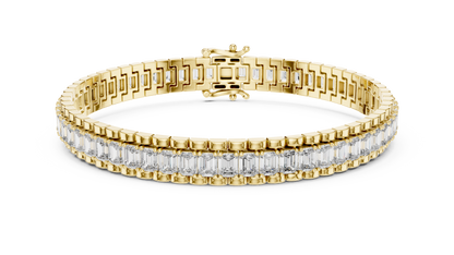12CTW Vertical Emerald Cut Diamond Watch Link Bracelet - Yellow Gold