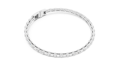 3.7CTW Horizontal Emerald Cut Diamond Tennis Bracelet - Yellow Gold