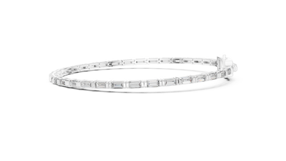 3.7CTW Horizontal Emerald Cut Diamond Tennis Bracelet - Yellow Gold