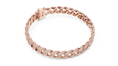 5CTW Iced Out Pave Diamond Cuban Link Bracelet - Yellow Gold