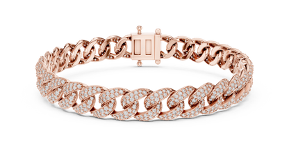 5CTW Iced Out Pave Diamond Cuban Link Bracelet - Yellow Gold