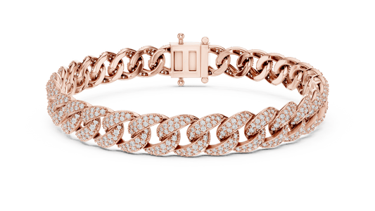 5 Carat Iced Out Pave Diamond Cuban Link Bracelet - Yellow Gold