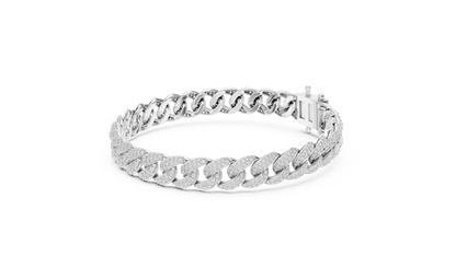 5CTW Iced Out Pave Diamond Cuban Link Bracelet - Yellow Gold