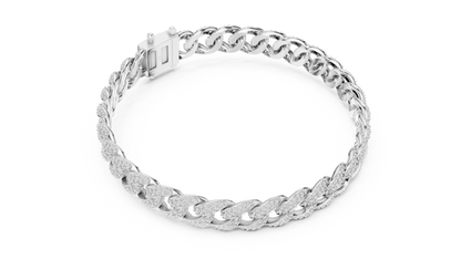 5CTW Iced Out Pave Diamond Cuban Link Bracelet - Yellow Gold