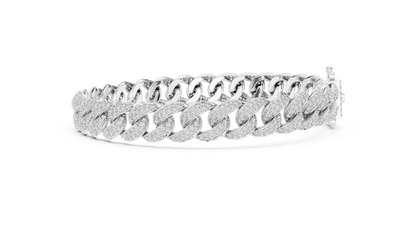 5CTW Iced Out Pave Diamond Cuban Link Bracelet - Yellow Gold